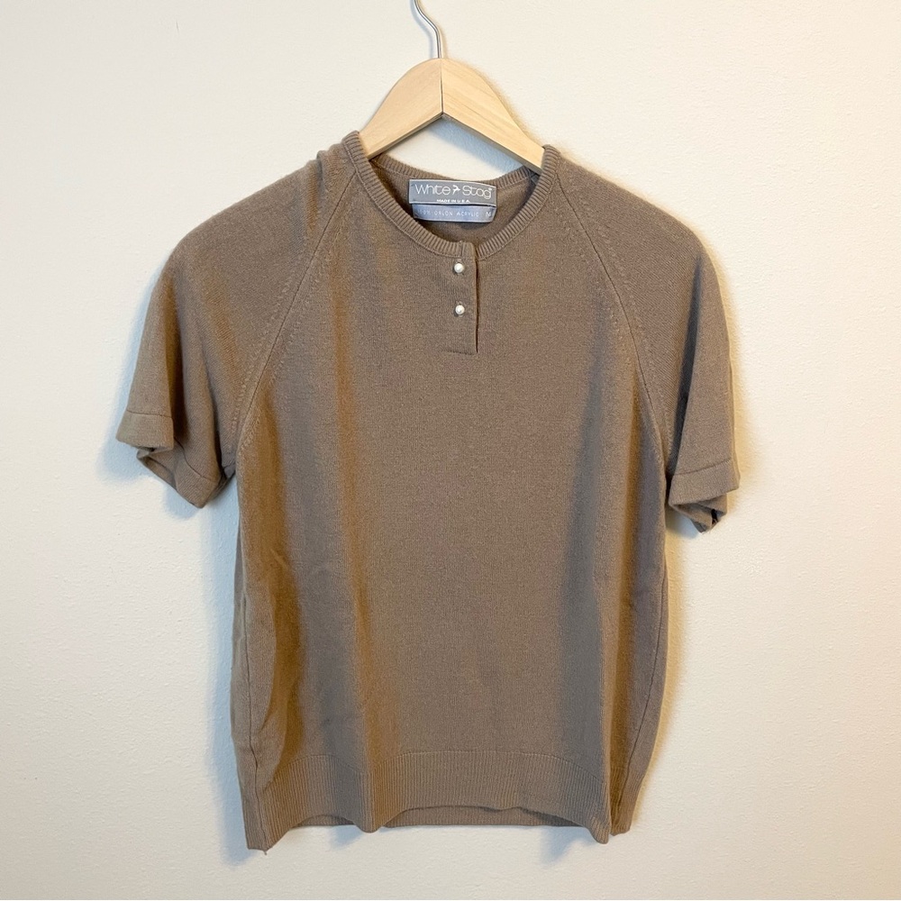 White Stag - Neutral Short Sleeve Knit Sweater - Size M